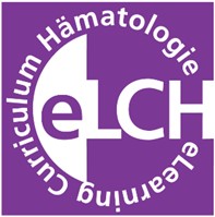Das Logo in Lila und weiß der Plattform eLCH
